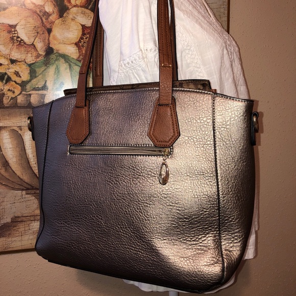 Treska Silver & Brown Studded Shoulder Bag - NWOT - Picture 5 of 16
